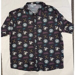 ANAHEIM MIGHTY DUCKS Button Up Hawaiian Style SHIRT Large SGA All Over Logo XL